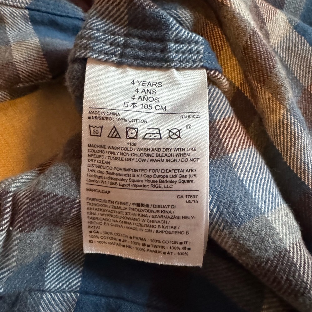 Baby Gap Button Down Flannel Shirt Size 4 - Picture 4 of 5